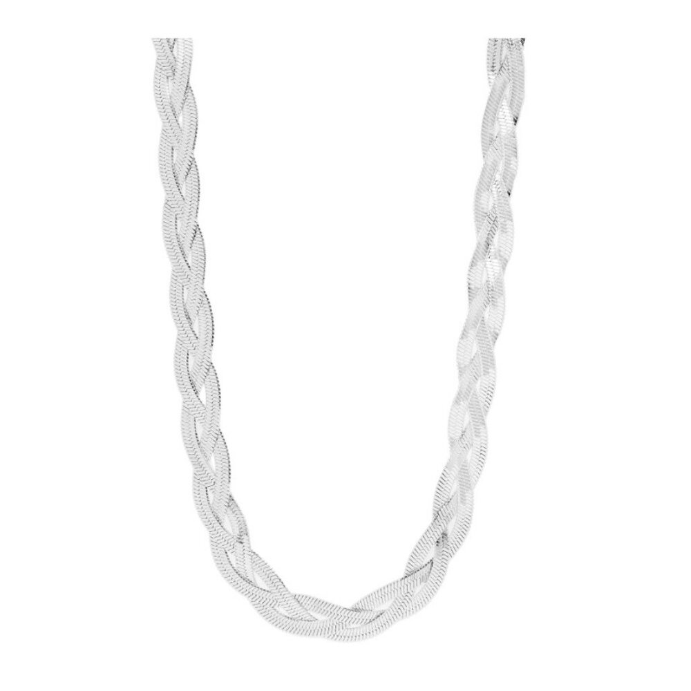 Silver Braided Chain Necklace – Hypoallergenic, Tarnish & Water-Resistant Luxury